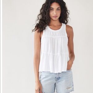 Sundry women’s top XS white tired Pima cotton